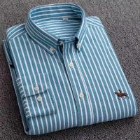 Camisa de manga larga de algodón puro para hombre, ropa bordada de negocios informal, Color sólido, primavera y otoño - details 2