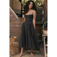 Vestido Largo Vintage de Verano 2025 Estilo de Corte Real con Cuello de Corazón Dulce - details 75