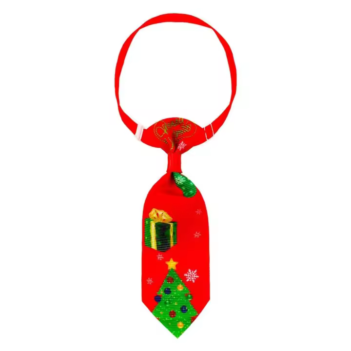 Pajarita navideña decorativa para mascotas, corbata navideña ajustable de poliéster para perro, Collar navideño para árbol de Navidad/muñeco de nieve y gato - 1