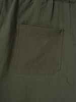Pantalones cortos Cargo de lino con múltiples bolsillos para hombre, pantalones cortos con cordón de cintura a la moda para exteriores - details 1