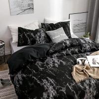 Juego de cama doble con estampado de mármol, funda nórdica cepillada, suave, doble, sin sábanas - details 9