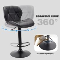 Taburetes de cocina modernos de altura ajustable con respaldo giratorio de imitación de cuero. - details 3