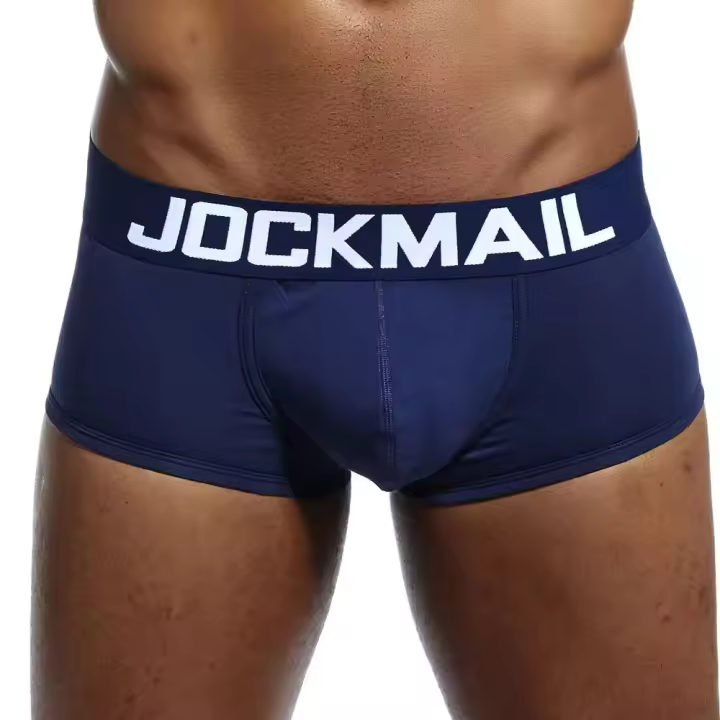 Marca JOCKMAIL, bragas masculinas, Boxers transpirables, ropa interior de algodón para hombres, bolsa convexa en U, calzoncillos sexis con estampado de hojas, pantalones cortos para el hogar - 1