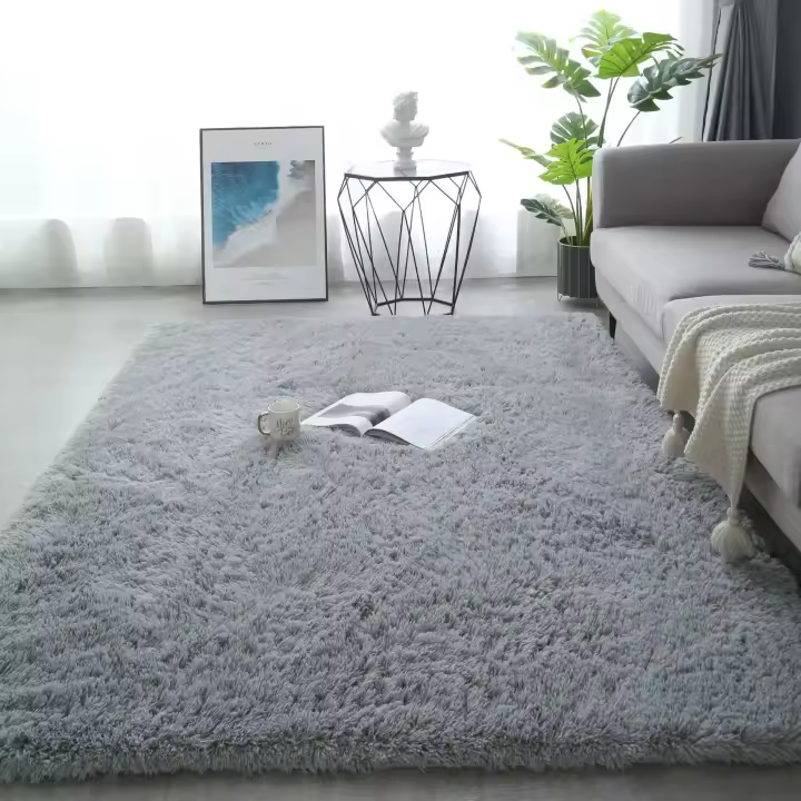 Alfombra Gris para Sala de Estar Alfombra de Felpa para Dormitorio Alfombrillas Antideslizantes para Hogar Alfombras de Terciopelo Suave para Habitación de Niños - 1