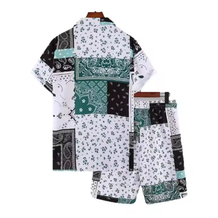 2025 verano de los hombres de impresión a cuadros camisa casual versátil traje. - 1