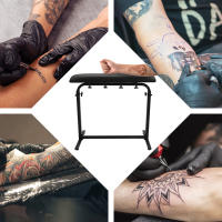 Soporte de descanso para brazo y pierna de tatuaje, supergrande, con almohadilla de esponja ajustable, portátil, Panel de ángulo ajustable de 340 °, hierro, PVC negro - details 1