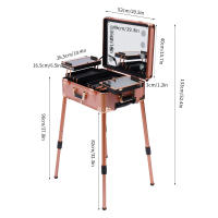 Tocador de 4 rodillos con espejo e iluminación, tocador profesional, placa de cubierta y piezas desmontables, resistente, estuche de maquillaje - details 1