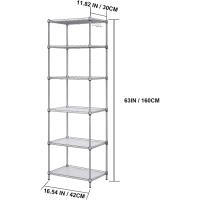 Estantería de metal de 6 niveles, unidad de almacenamiento de cocina de alambre, estante de pie resistente para organización de lavandería (plateado) - details 2