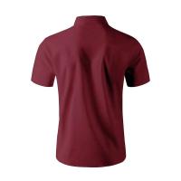 Nueva camisa de negocios de manga corta informal de color sólido para hombre, moda de verano, sin permanente, top cómodo y versátil - details 23