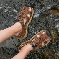 Nuevas Sandalias de Cuero Hechas a Mano para Hombres 2025 Sandalias Planas a la Moda - details 1