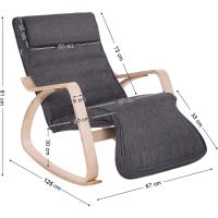 Mecedora de Madera de Abedul Sillón Tumbona Ajustable Desmontable y Lavable - details 2