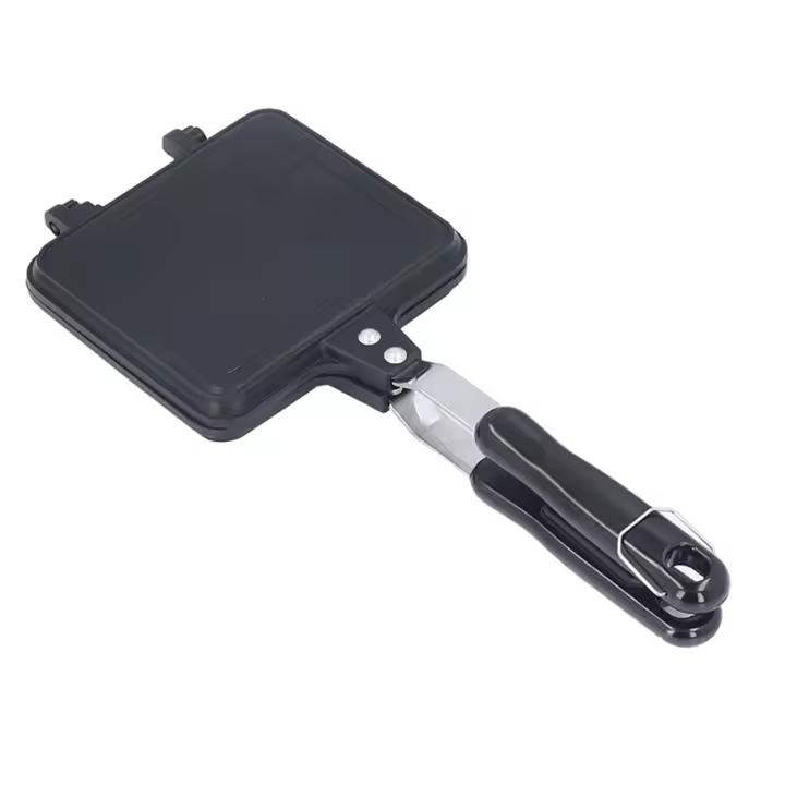 Máquina para hacer sándwiches de doble cara, máquina para hacer pasteles de hierro fundido con mango antiquemaduras, equipo de cocina para acampar - 1
