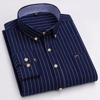 Camisa a cuadros con botones de manga larga 100% algodón para hombre, camisas Oxford a rayas a cuadros con un solo bolsillo en el pecho para trabajo, informales, de ajuste estándar - details 10