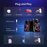 Juego de altavoces para PC, minialtavoces RGB para juegos, altavoces de ordenador alimentados por USB 2,0, altavoces de monitor pequeños para ordenador portátil, 10w - details 4