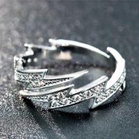 Anillos abiertos Punk Hip Hop de Color plateado con circonita relámpago para hombre, joyería de moda, regalo, anillo ajustable creativo - details 2