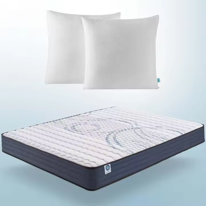 Naturalex - Colchón Viscoelástico 135x190 cm + Regalo 2 Almohadas 60x60 - Altura 21 cm - Perfectsleep - Espuma Transpirable HR + Látex Azul - Semifirme - Hipoalergénico - Reversible Verano/Invierno - 1