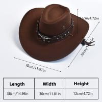 Artificial Suede Western Cowboy Hats Vintage Big-edge Gentleman Cowgirl Jazz Hat Holidays Party Cosplay Hat - details 0