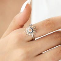 Anillo giratorio de flor de molino de viento con copos de nieve de circonio de cristal a la moda para mujeres y niñas, joyería para fiesta, regalo antiestrés - details 39