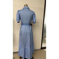 Nuevo vestido largo de manga corta con vuelo amplio y cinturón, estilo europeo y americano, para ir al trabajo. - details 2