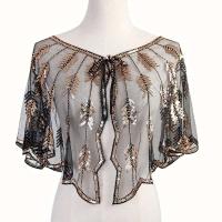 Bufanda de lentejuelas retro con cuentas de los años 20, camisón estilo Flapper vintage, sábana bordada de malla transparente, accesorios de fiesta Bolero - details 4