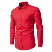 Camisa de manga larga con botones para hombre, camisa informal de negocios, Color sólido, cómoda, Social, Oficina, blusa blanca y negra, moda de otoño - details 19