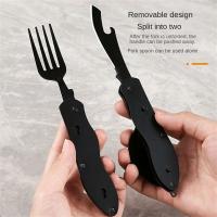 Equipo para acampar al aire libre, cucharas plegables portátiles de acero inoxidable, tenedores, cuchillos, abridores de botellas, juegos combinados, vajilla, - details 7