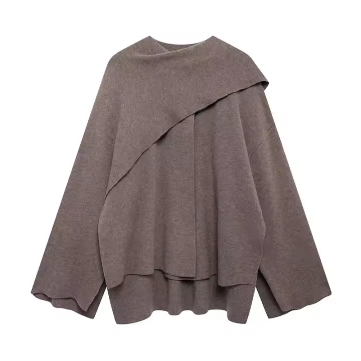 Chaqueta corta mujer cuello redondo manga larga suelta manga corta top 2025 - 1