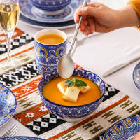 VANCASSO 16 piezas vajilla de porcelana azul con estampado de Mandala Para 4 Personas - details 4