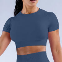Impact Crop Top Camisetas y Tops de yoga para mujer Color sólido Ajuste ajustado Traje de fitness suave para mujer Top de yoga Gimnasio Correr Ciclismo Traje - details 9