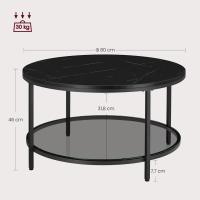 Mesa de Centro Redonda de Mármol de Imitación Estante de Vidrio Templado Fácil Montaje - details 23