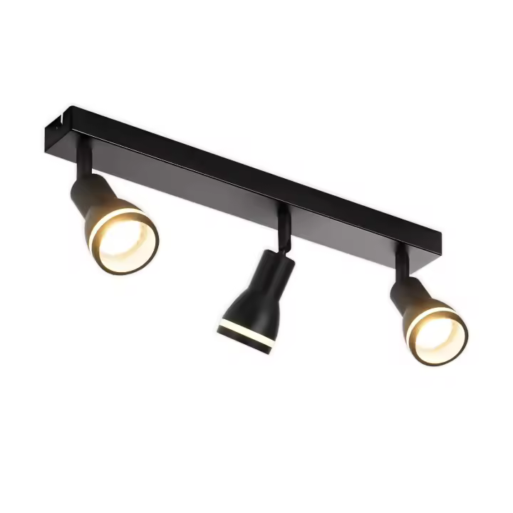 CBJKTX Lámpara de techo negra moderna: 3 focos de techo de metal ajustables GU10 Lámpara de techo para dormitorio comedor sin bombilla - 1