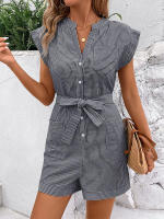 Mono de verano a rayas para mujer, mono de manga corta, pantalones cortos - details 47