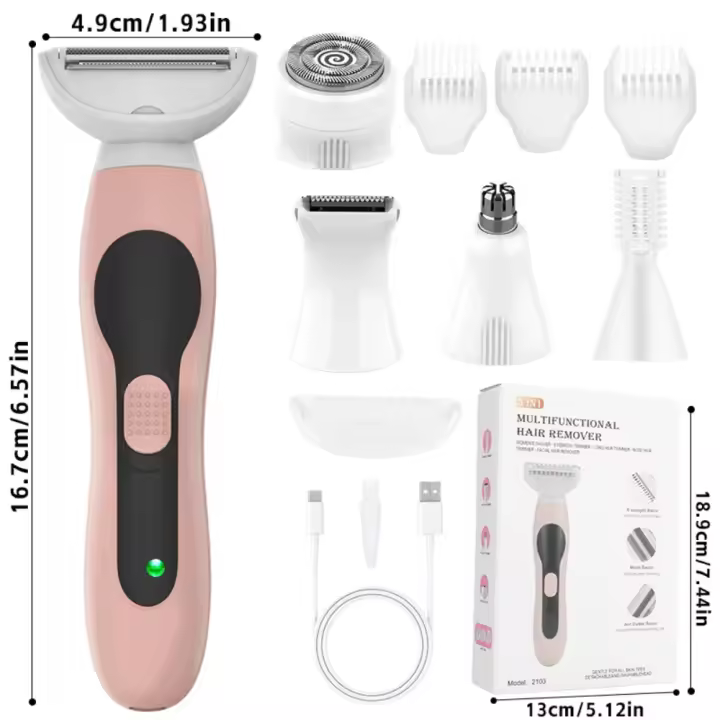 Depiladora eléctrica multifuncional RESUXI 2103 5 en 1 para mujer, afeitadora de depilación recargable, recortadora de cejas, recortadora de pelo de nariz - 1