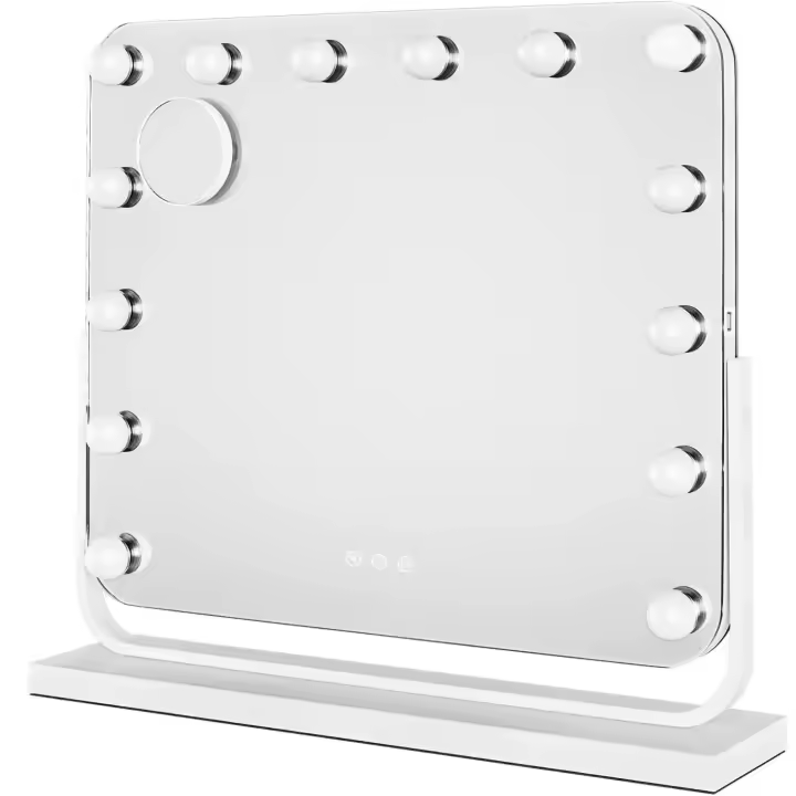 Espejo de maquillaje para baño, 14 luces LED, espejo cosmético regulable de 57x48cm, 3 modos de Color, Control táctil, giratorio de 360 °, carga USB - 1