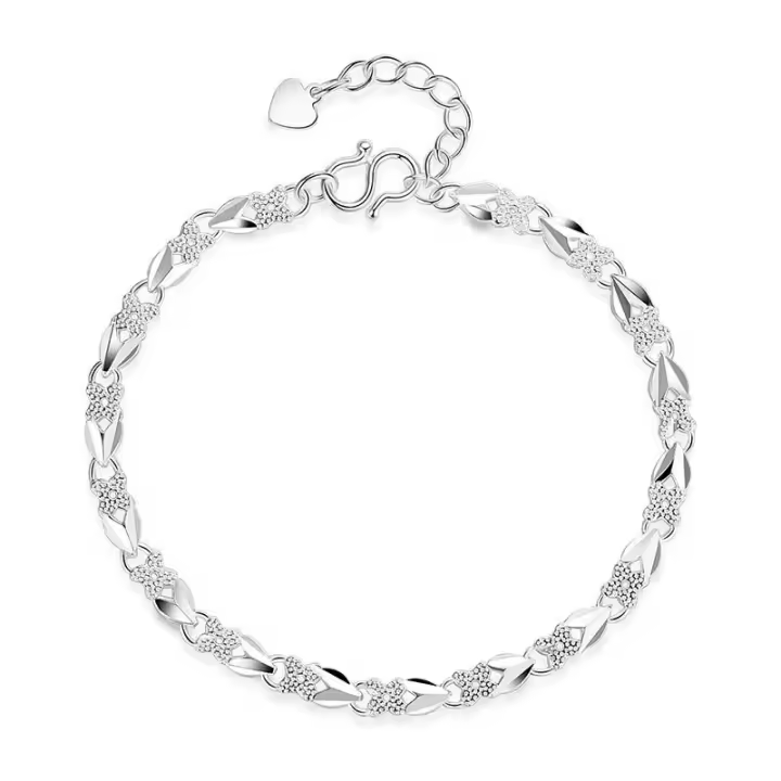925 pulseras de Plata Corazón hoja para las mujeres Boda Señora Noble pretty joyería Moda Niza Cadena Envío Libre 20cm 8 pulgadas - 1