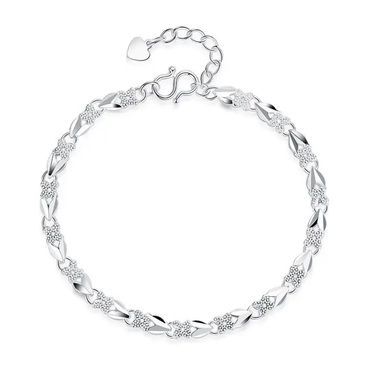 925 pulseras de Plata Corazón hoja para las mujeres Boda Señora Noble pretty joyería Moda Niza Cadena Envío Libre 20cm 8 pulgadas - 1