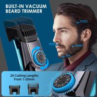 Recortador de barba al vacío para hombres con 20 longitudes y estilos ajustables, recortador de vacío incorporado para bigote, patillas, vello facial, recortador de bigote recargable - details 4