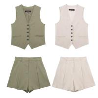 BUNO-Tops de lino lisos a la moda para mujer, chaleco sin mangas con cuello en V, chaleco informal elegante básico para mujer, trajes de negocios - details 7