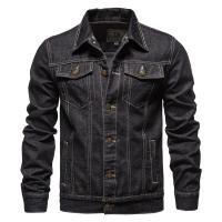 Chaquetas vaqueras lisas para hombre, chaquetas vaqueras Vintage a la moda para moto, abrigos informales de algodón ajustados en negro y azul para otoño 2024 - details 6