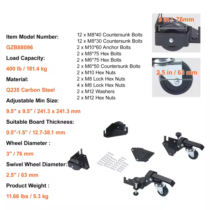 SucceBuy Base móvil, soporte universal ajustable y resistente con ruedas giratorias para carpintería, sierra de cinta, herramientas eléctricas, máquinas - 1