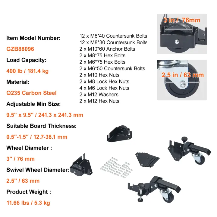 SucceBuy Base móvil, soporte universal ajustable y resistente con ruedas giratorias para carpintería, sierra de cinta, herramientas eléctricas, máquinas - 1