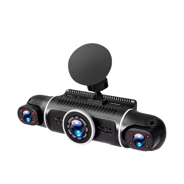 Camara de Tablero 4 Canales Cámara de Coche Trasera y Delantera con Tarjeta de 64GB, WiFi Incorporado, Grabación de 360 Grados - 1