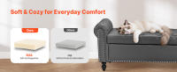 Banco Otomano de Almacenamiento con Botones SucceBuy, Banco de Piel Sintética con Brazos Enrollados y Patas de Madera, Banco Moderno para Zapatos para la Entrada, Asiento Tapizado para Dormitorio o Sala de Estar, Gris - details 4