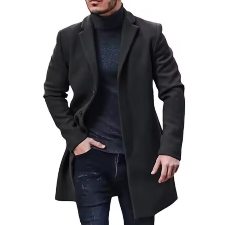 Nuevo abrigo para hombre, cortavientos, gabardina de Color sólido, prendas de vestir exteriores de otoño e invierno, cárdigan, chaqueta Masculina - 1