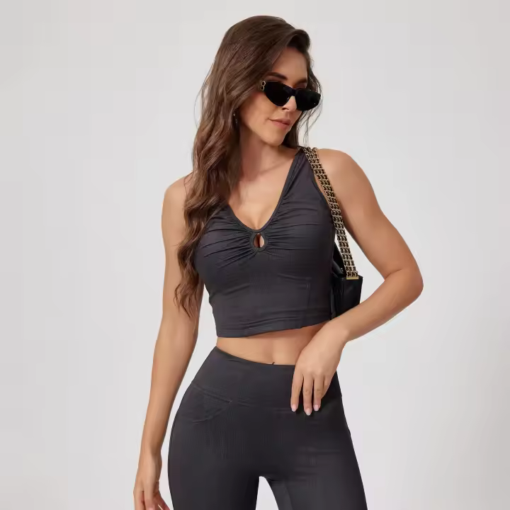 Nueva camiseta interior deportiva de mezclilla Sexy para mujer, sujetador hueco sin sentido para correr, sujetador antigolpes para gimnasio, ropa interior deportiva de secado rápido para Yoga en la espalda para mujer - 1
