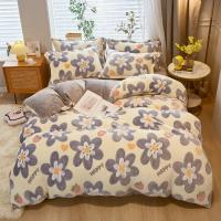 Sábana de Terciopelo Cálido Coral para Invierno con Estampado de Flor Hueso de Couette Suave y Grueso 240x220 - details 37