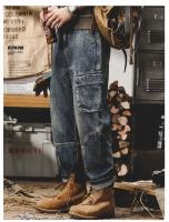 Pantalones Vaqueros Vintage de Otoño para Hombres Estilo Americano Pesado Casual Talla Grande y Pierna Ancha Material de Algodón Cuidado de Lavado por Máquina - details 2