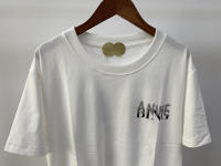 04 Camiseta de manga corta para mujer, color blanco roto, con estampado de sombra de letras clásicas delanteras y traseras, novedad de verano - details 5