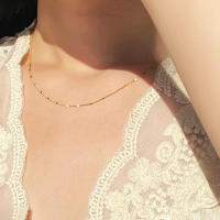 Collar de cadena de acero inoxidable para mujer, colgante fino con cierre de langosta, cadena ajustable para clavícula, collares - details 3