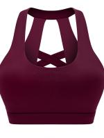 Tops cortos de manga corta para mujer, camisa deportiva de Yoga fucsia cruzada - details 0
